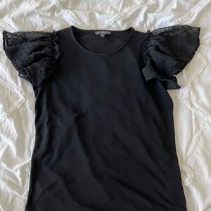 Black Ruffled Sleeve Top